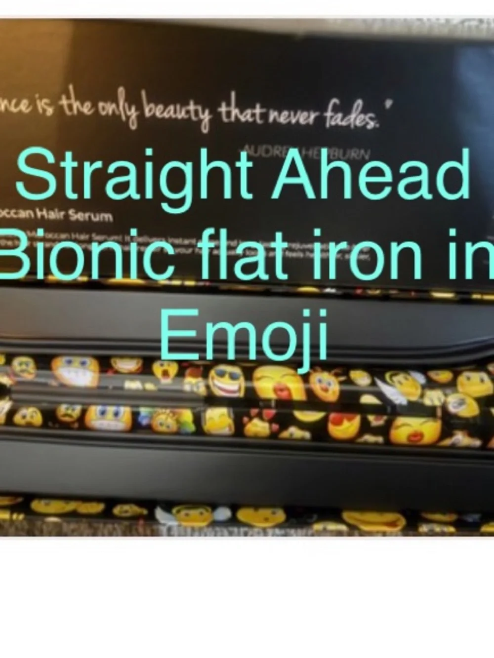 Straight Ahead Bionic Flat Iron Straightener with Emoji Print - - Picture 1 of 2